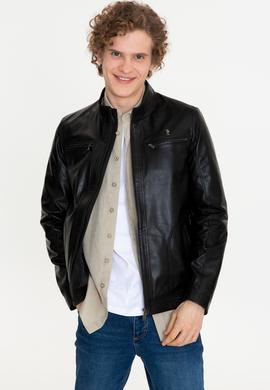 Erkek Siyah Deri Ceket - 50255953002