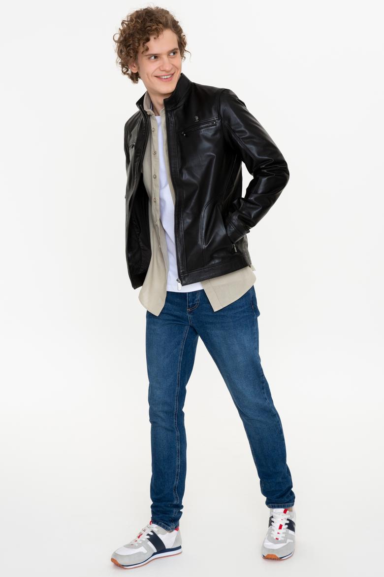 Erkek Siyah Deri Ceket - 50255953002