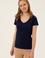 Kadın Lacivert V Yaka Basic Tişört