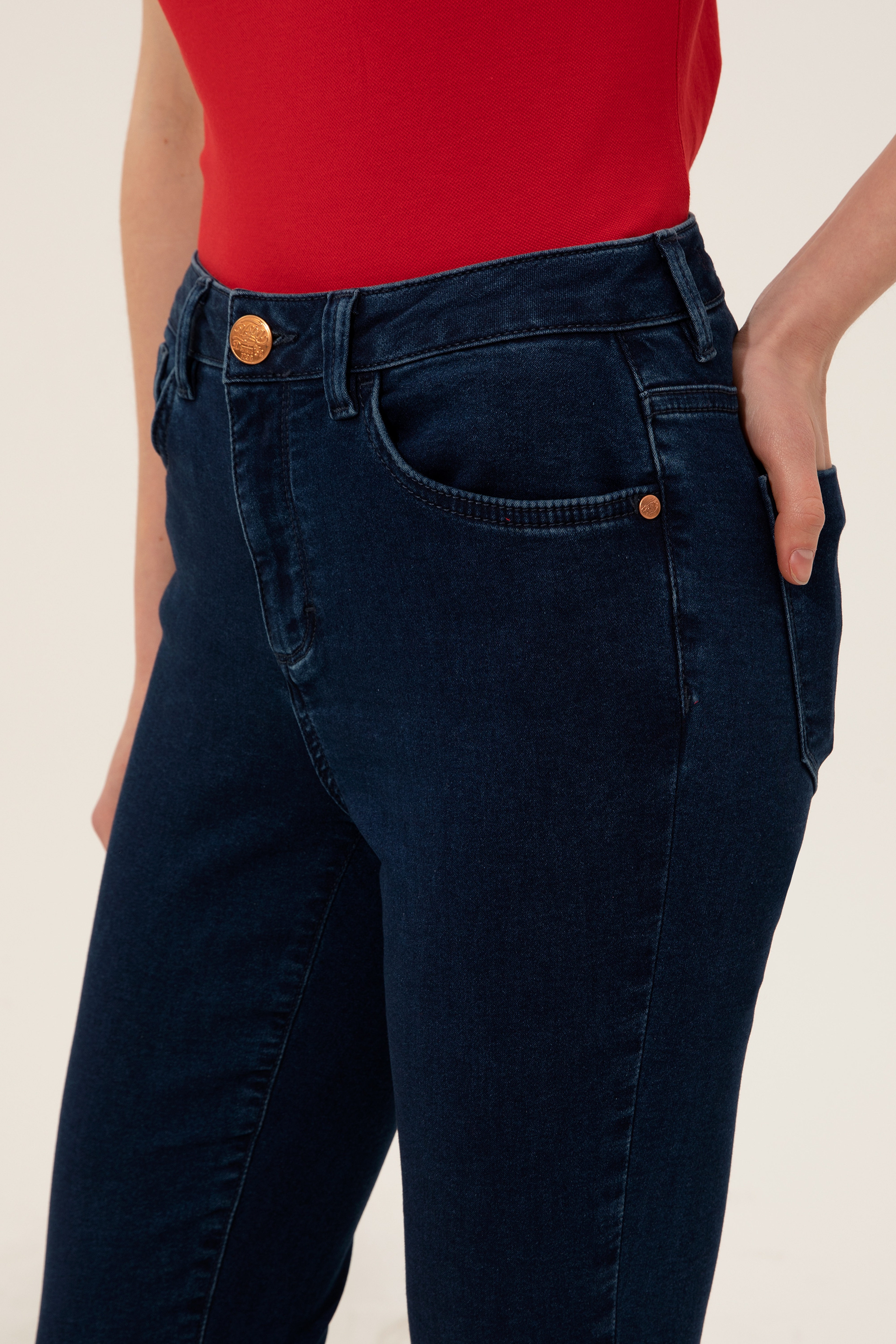 Kadın Koyu Mavi Jean Pantolon - Image 6