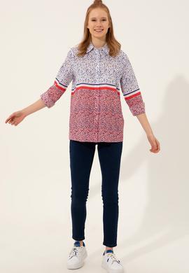 Kadın Kırmızı Uzun Kollu Gömlek - 50247278003