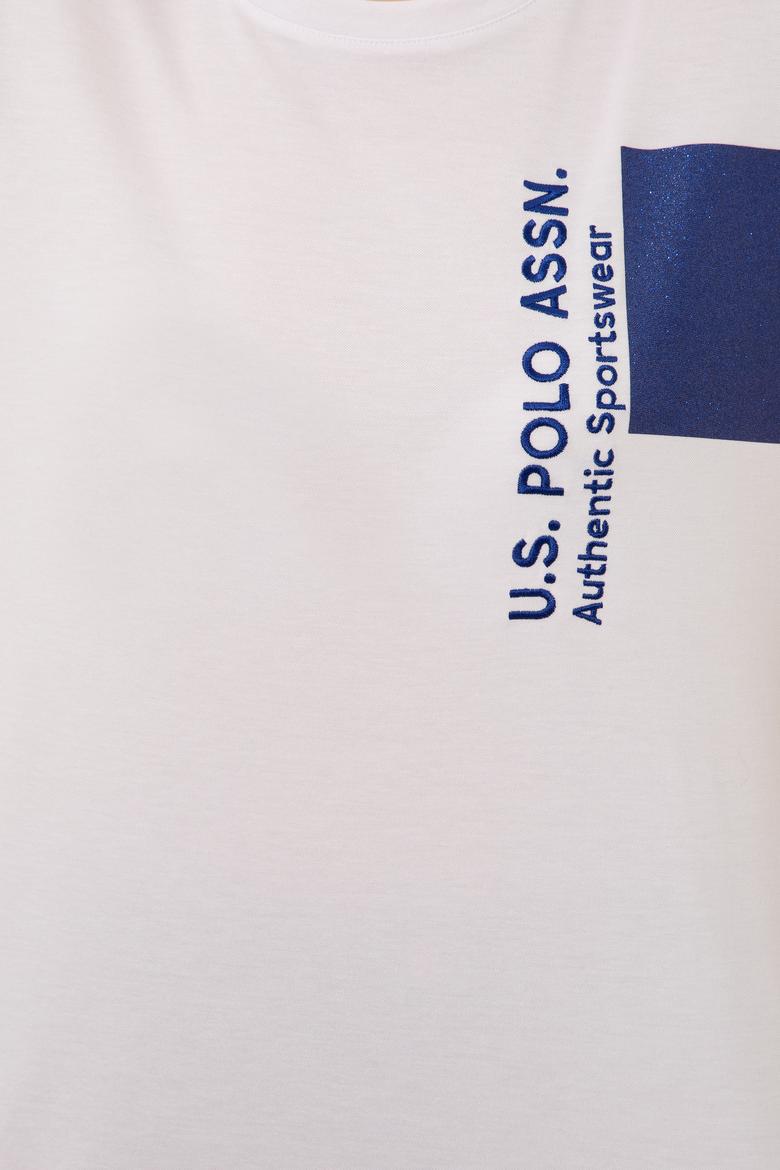 Kadın Beyaz Bisiklet Yaka Oversize Tişört - 50249054004