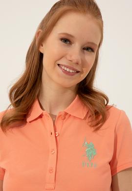 Kadın Somon Basic Polo Yaka Tişört - 50248991074