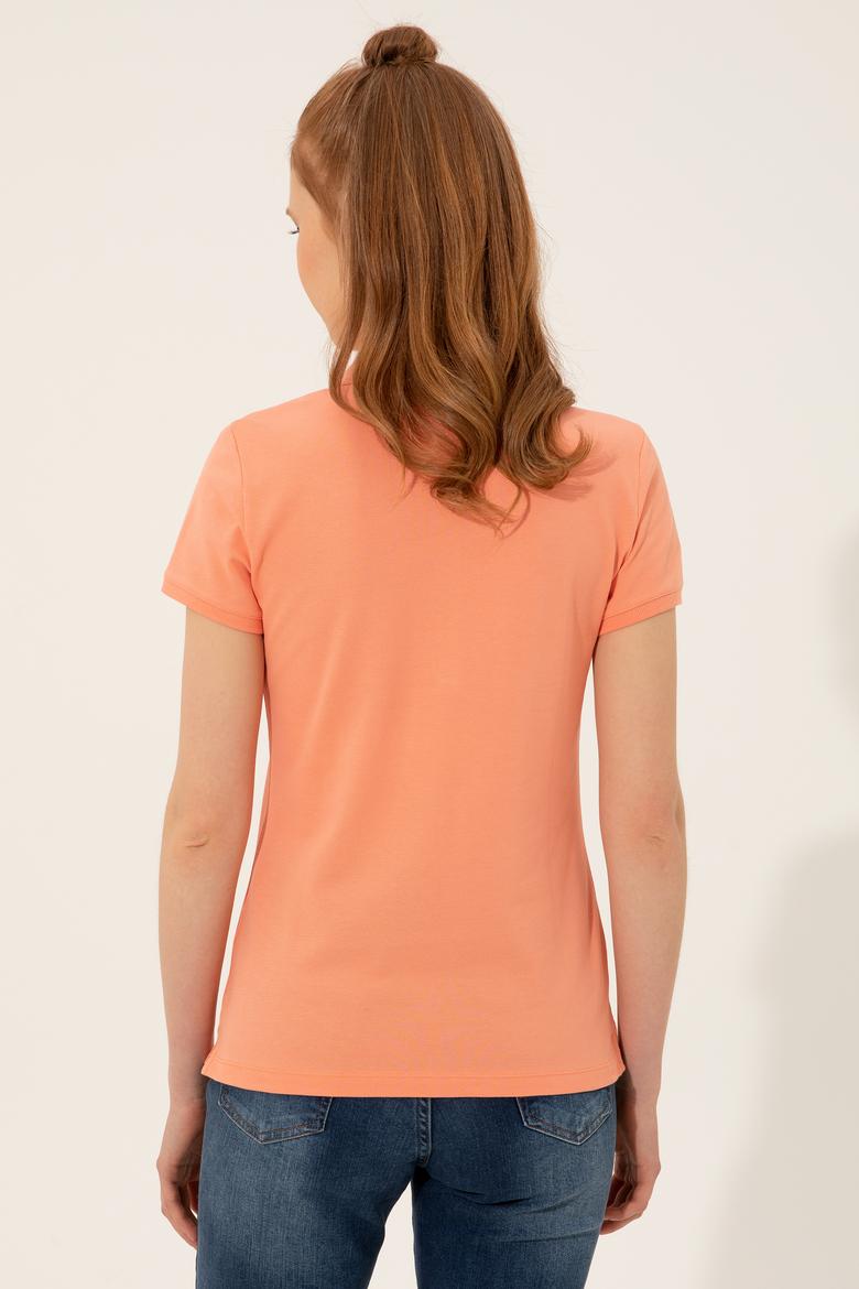 Kadın Somon Basic Polo Yaka Tişört - 50248991074