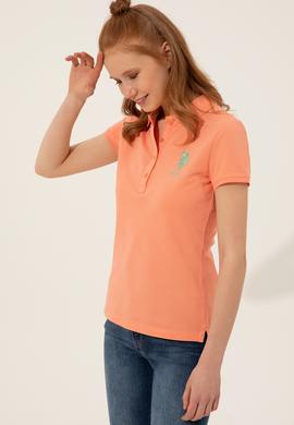 Kadın Somon Basic Polo Yaka Tişört - 50248991074