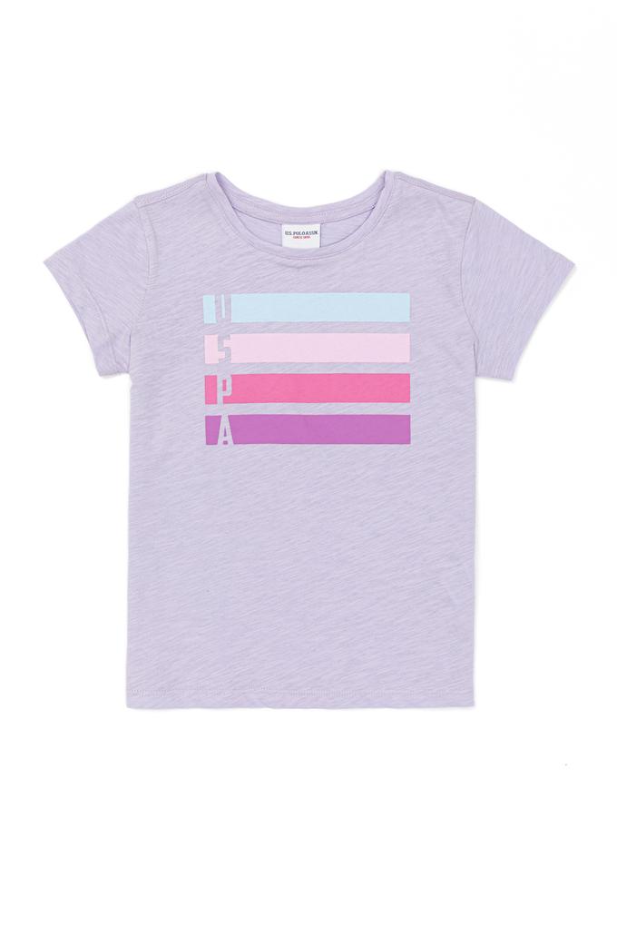 Kız Çocuk Lila Basic Bisiklet Yaka Tişört