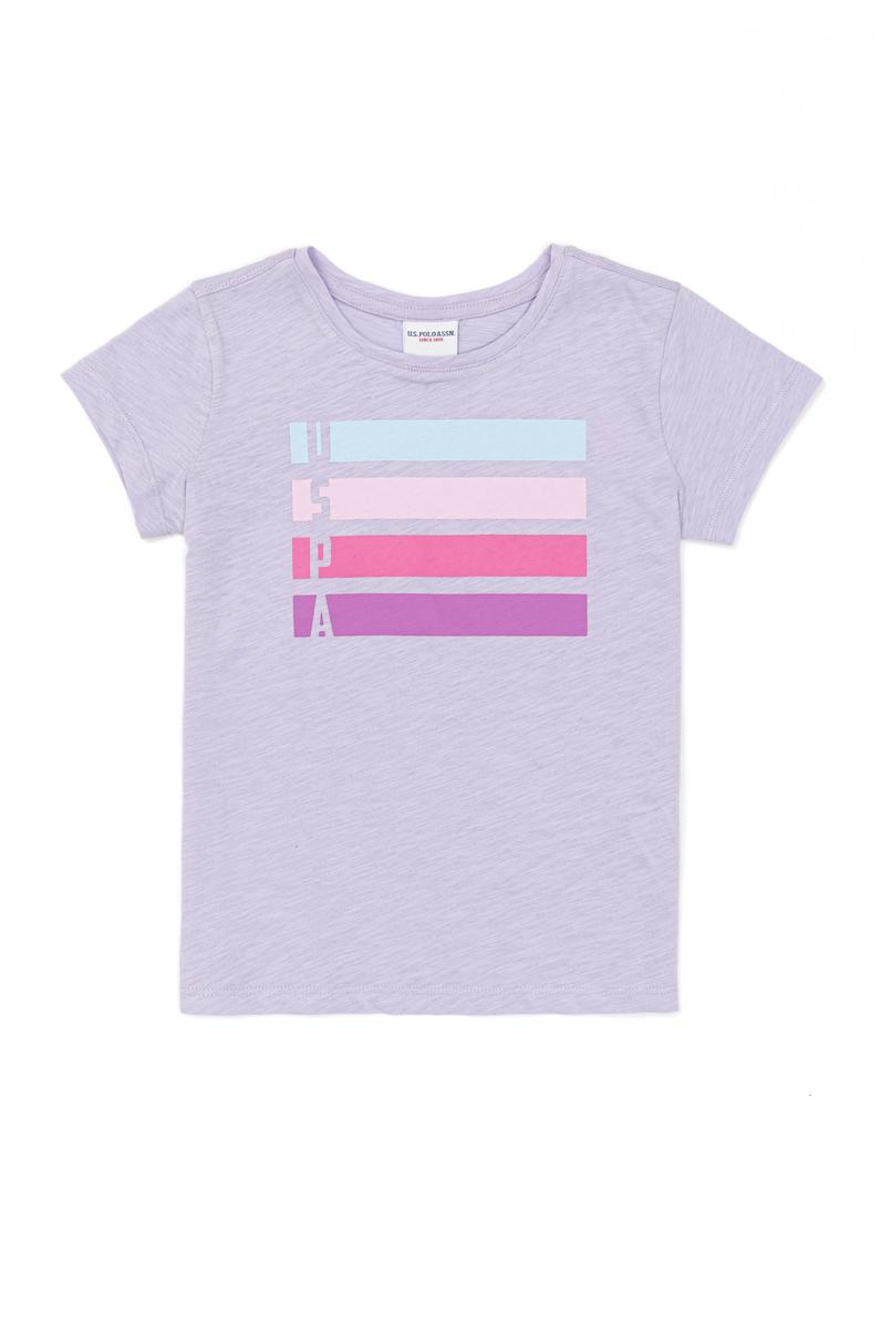 Kız Çocuk Lila Basic Bisiklet Yaka Tişört