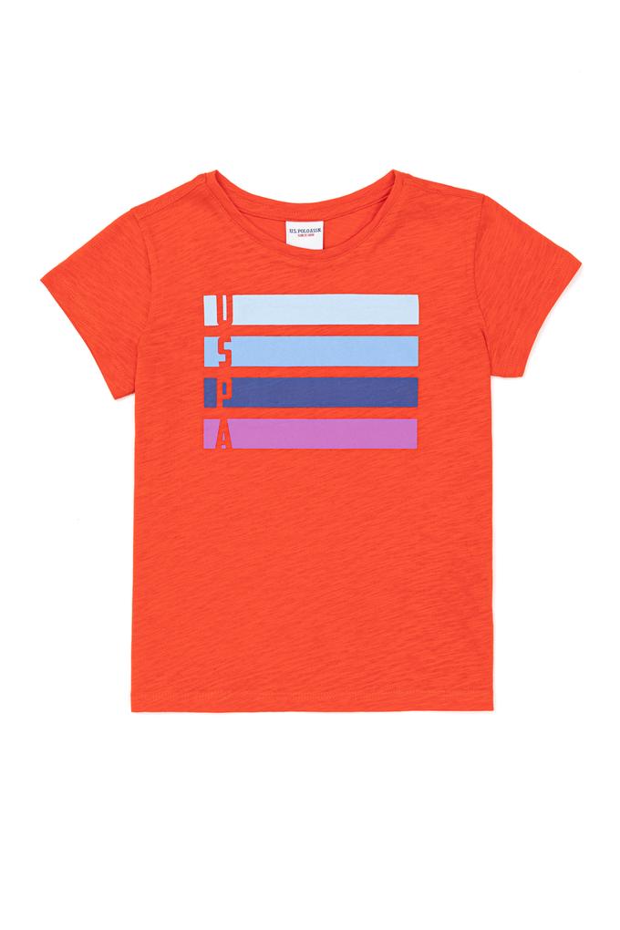 Kız Çocuk Kırmızı Basic Bisiklet Yaka Tişört