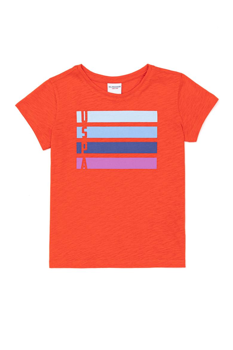 Kız Çocuk Kırmızı Basic Bisiklet Yaka Tişört