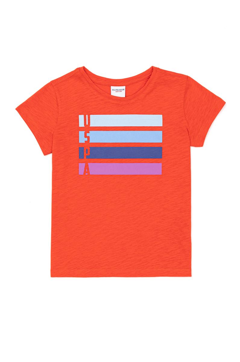 Kız Çocuk Kırmızı Basic Bisiklet Yaka Tişört