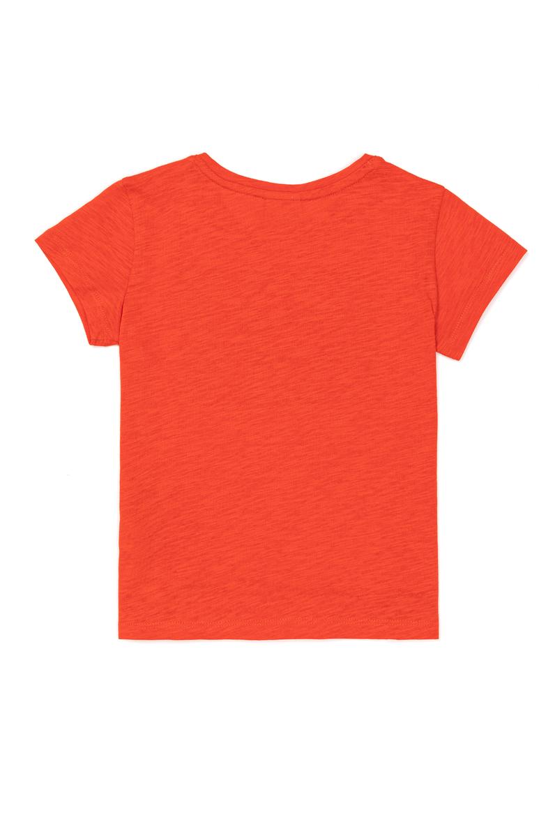 Kız Çocuk Kırmızı Basic Bisiklet Yaka Tişört