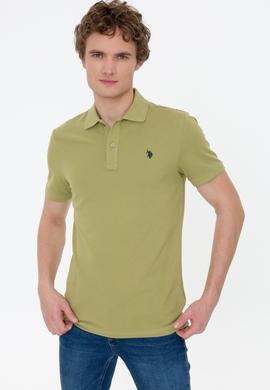 Erkek Koyu Haki Polo Yaka Basic T-Shirt - 50249149319