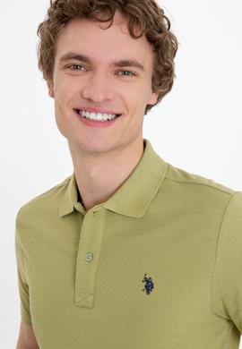 Erkek Koyu Haki Polo Yaka Basic T-Shirt - 50249149319