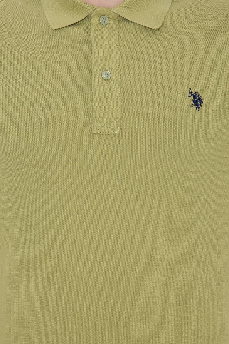 Erkek Koyu Haki Polo Yaka Basic T-Shirt - 50249149319