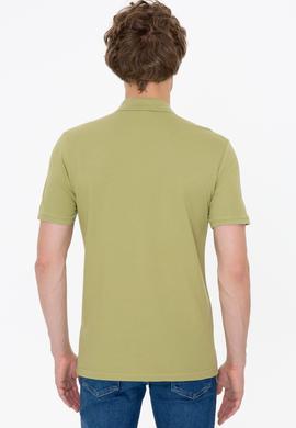 Erkek Koyu Haki Polo Yaka Basic T-Shirt - 50249149319