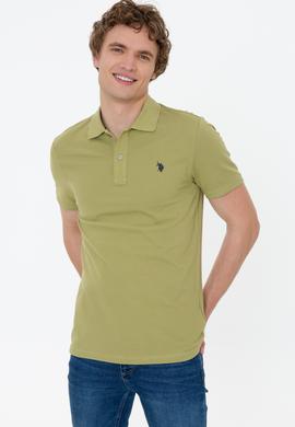 Erkek Koyu Haki Polo Yaka Basic T-Shirt - 50249149319