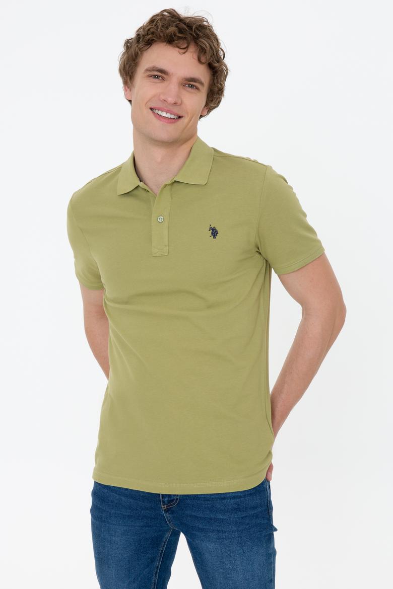 Erkek Koyu Haki Polo Yaka Basic T-Shirt - 50249149319