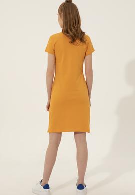 Kadın Sarı Polo Yaka Örme Elbise - 50248992092