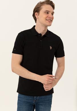 Erkek Siyah Polo Yaka T-Shirt Basic - 50248556063