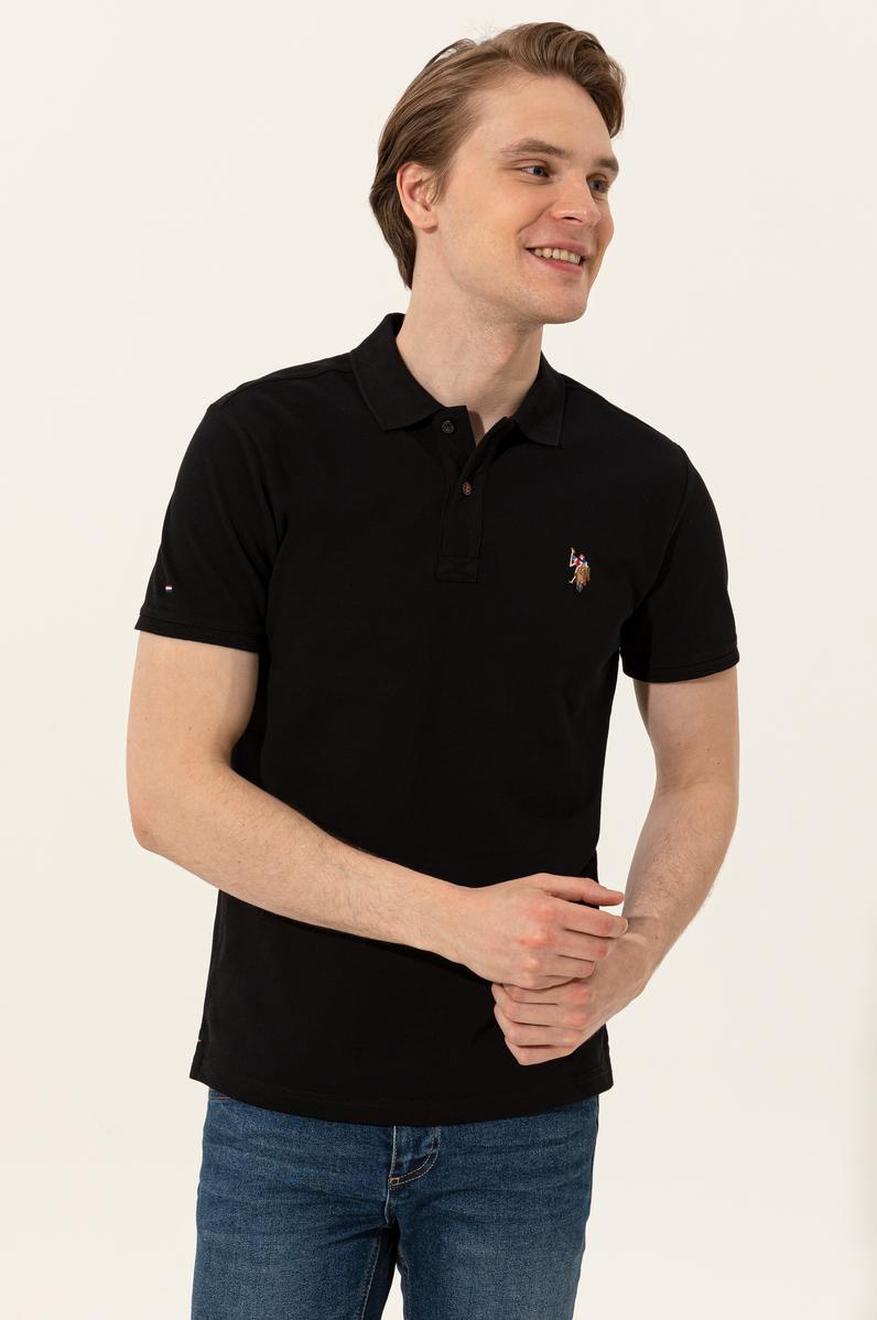 Erkek Siyah Polo Yaka T-Shirt Basic