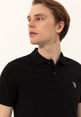 Erkek Siyah Polo Yaka T-Shirt Basic - 50248556063