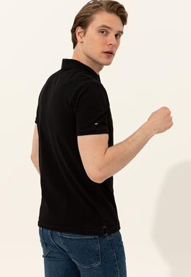 Erkek Siyah Polo Yaka T-Shirt Basic - 50248556063