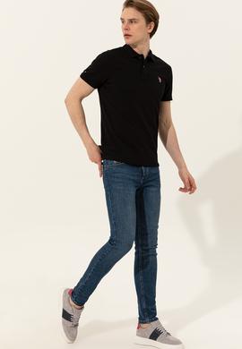 Erkek Siyah Polo Yaka T-Shirt Basic - 50248556063