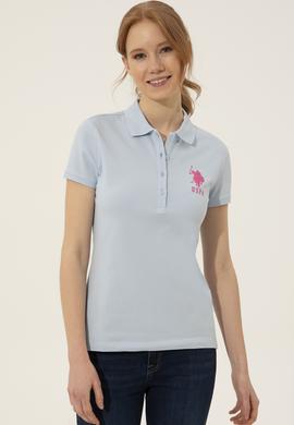 Kadın Açık Mavi Basic Polo Yaka Tişört - 50248991006