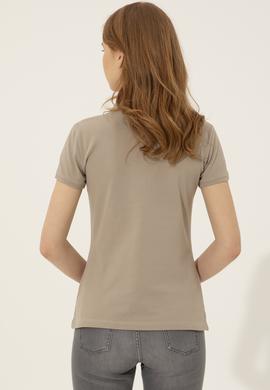 Kadın Haki Basic Polo Yaka Tişört - 50248991026