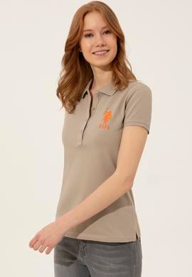 Kadın Haki Basic Polo Yaka Tişört - 50248991026