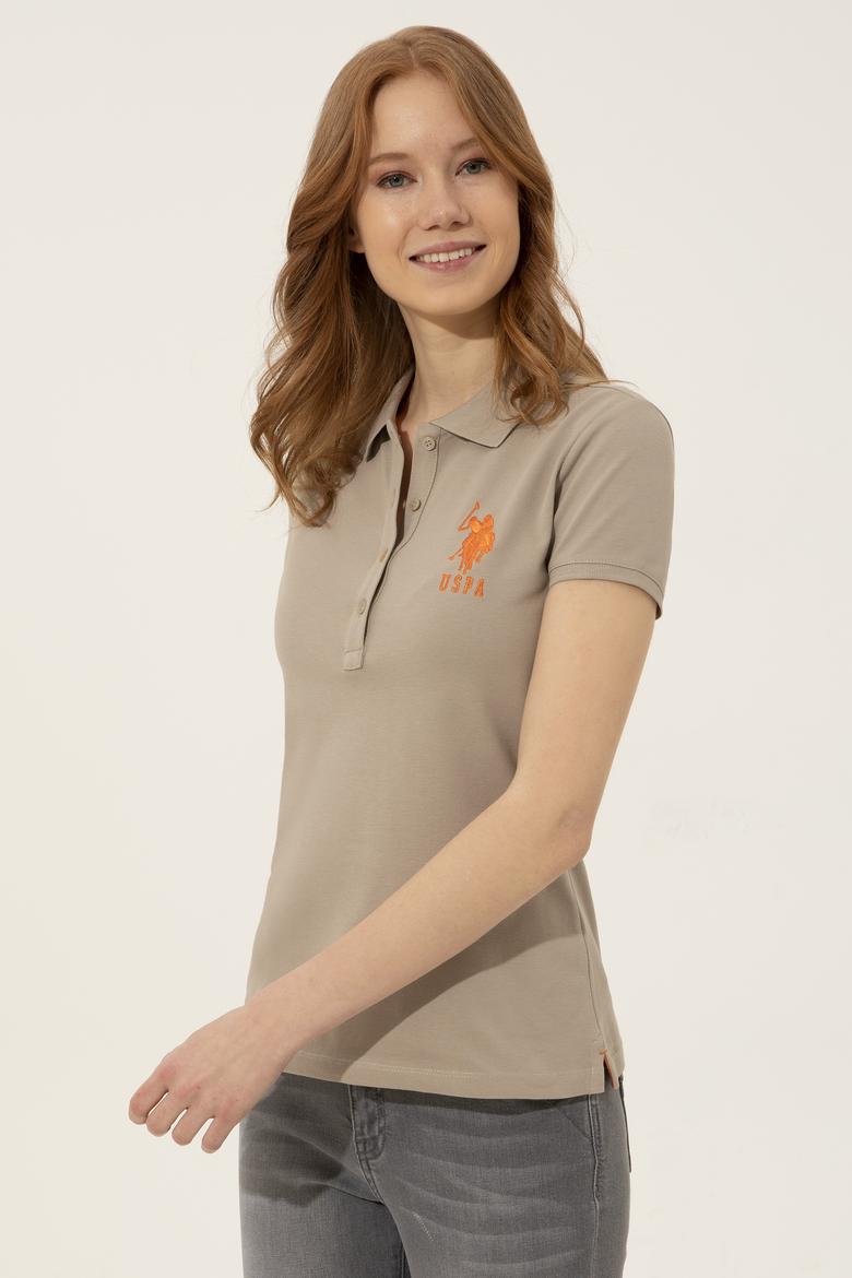 Kadın Haki Basic Polo Yaka Tişört - 50248991026