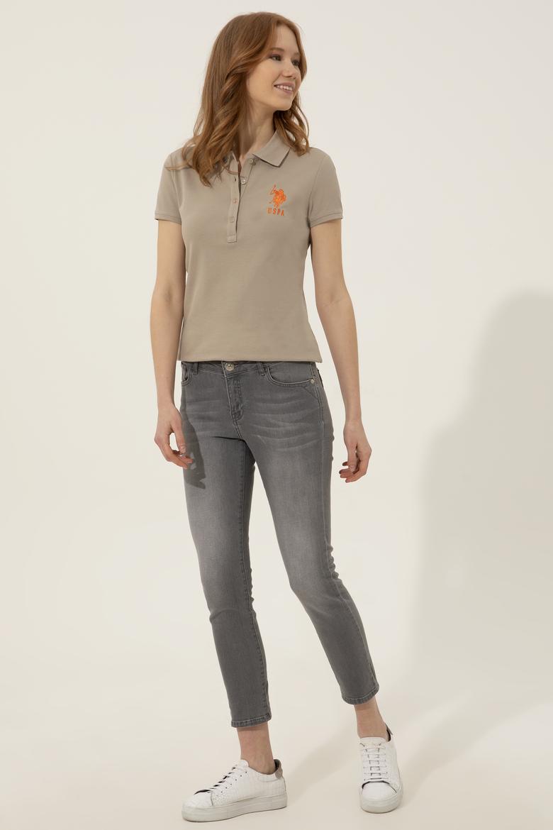 Kadın Haki Basic Polo Yaka Tişört - 50248991026