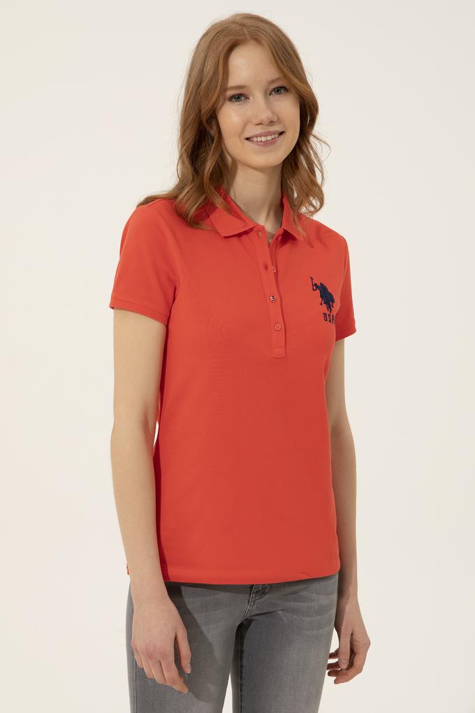 Kadın Kırmızı Basic Polo Yaka Tişört