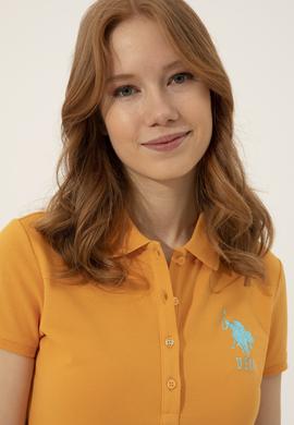 Kadın Sarı Basic Polo Yaka Tişört - 50248991106