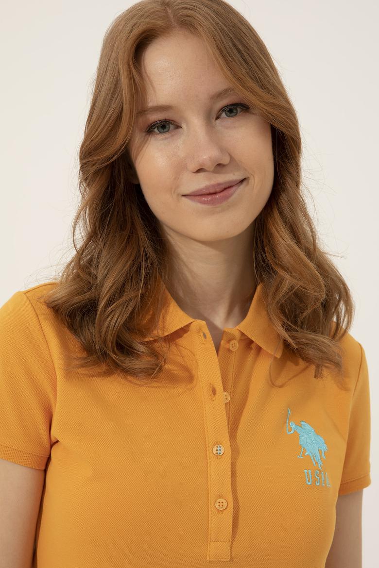 Kadın Sarı Basic Polo Yaka Tişört - 50248991106