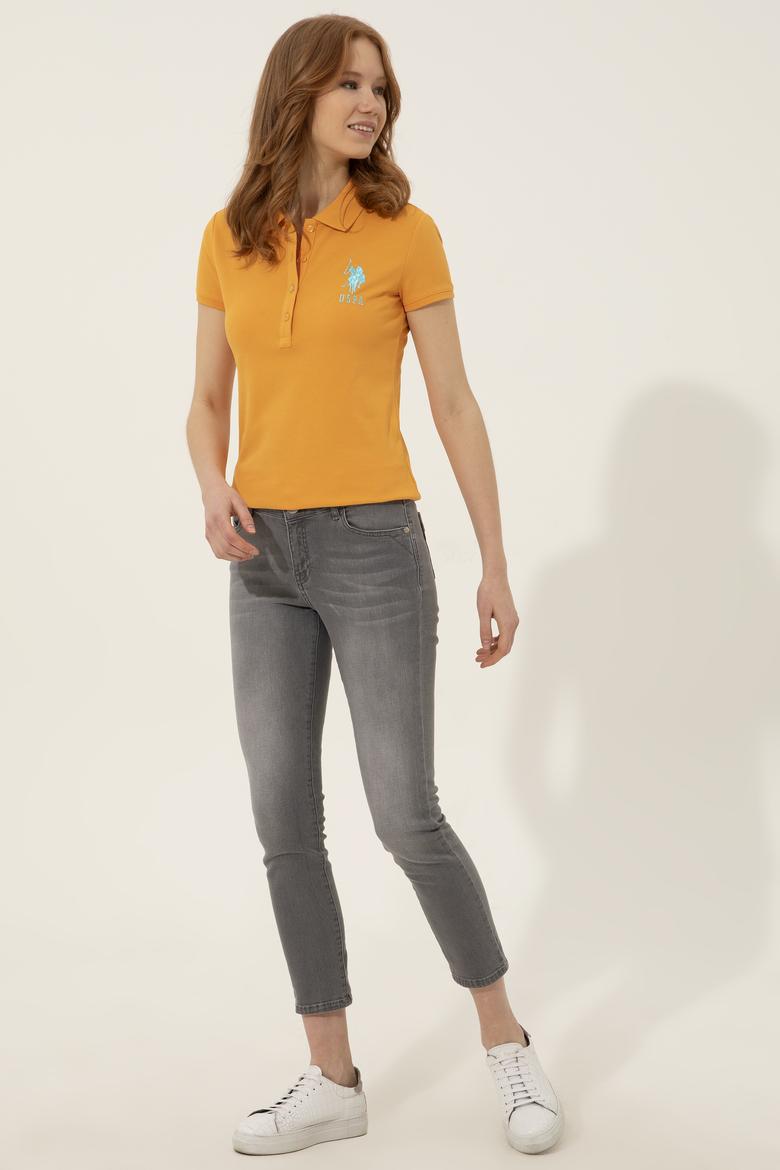 Kadın Sarı Basic Polo Yaka Tişört