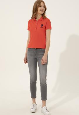 Kadın Kırmızı Basic Polo Yaka Tişört - 50248991138