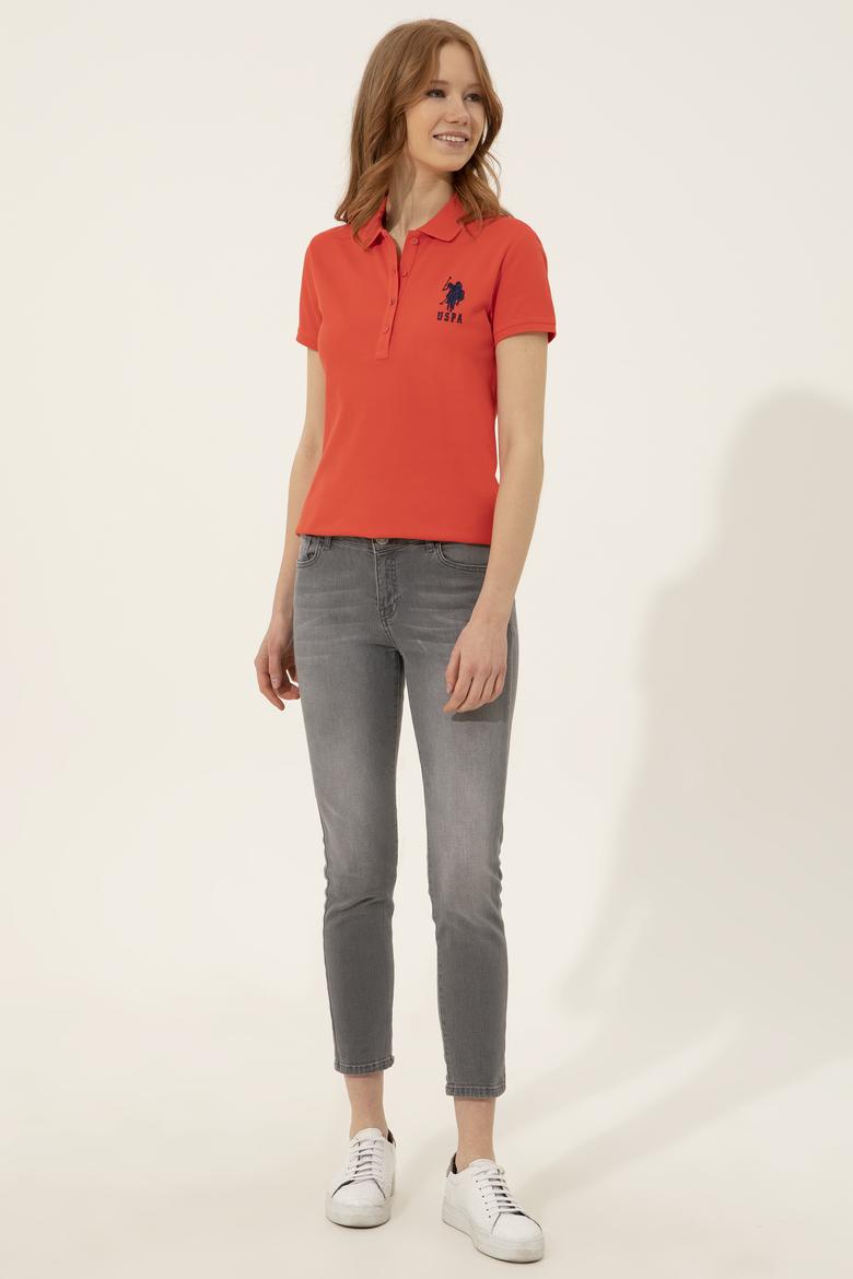 Kadın Kırmızı Basic Polo Yaka Tişört - 50248991138