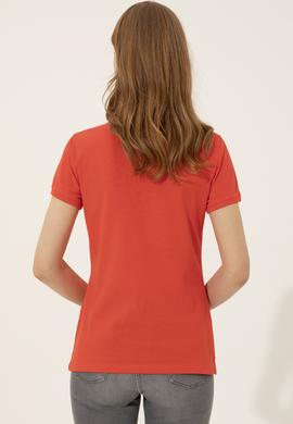 Kadın Kırmızı Basic Polo Yaka Tişört - 50248991138