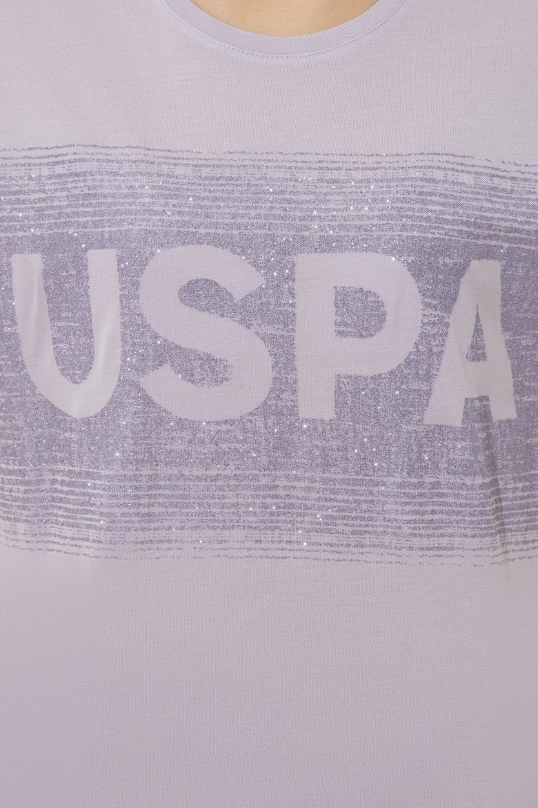 Kadın Lila Bisiklet Yaka Tişört - 50249033006