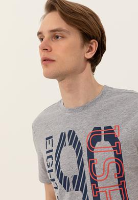 Erkek Gri Melanj Bisiklet Yaka Tişört - 50246142047