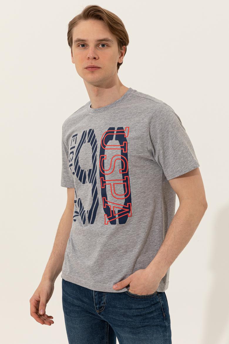 Erkek Gri Melanj Bisiklet Yaka Tişört