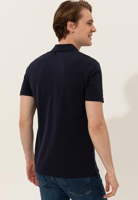 Erkek Koyu Lacivert Polo Yaka Basic T-Shirt - 50249149298