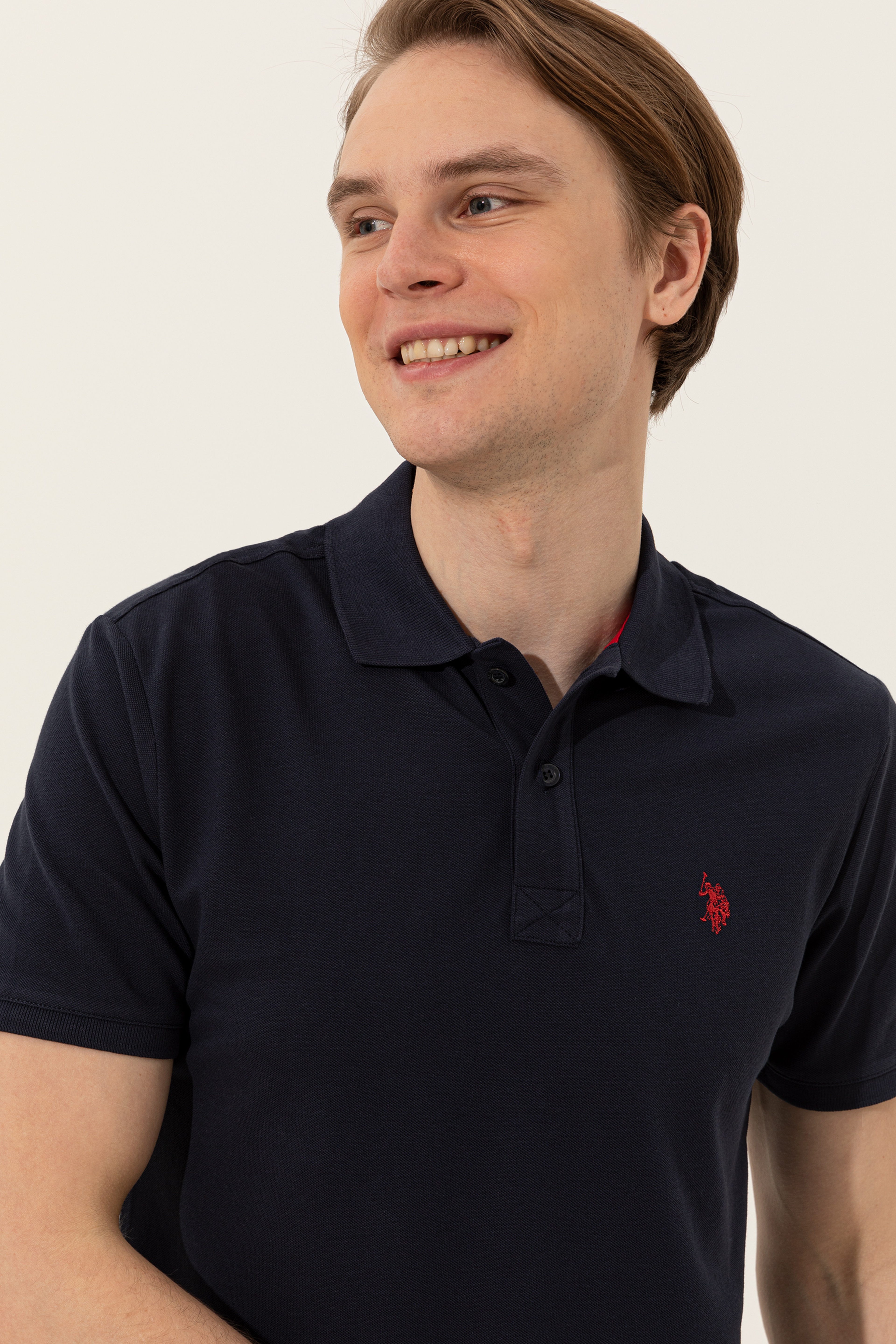 Erkek Koyu Lacivert Polo Yaka Basic T-Shirt - Image 2