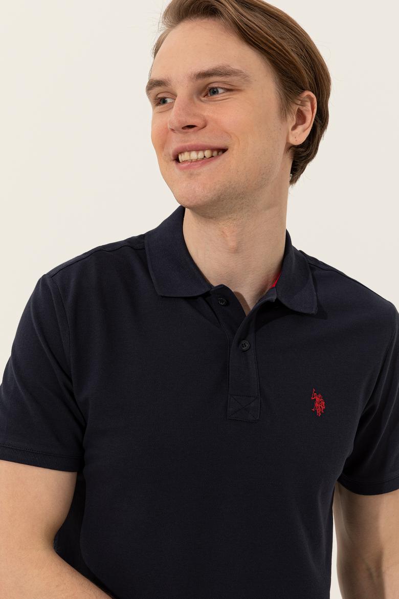 Erkek Koyu Lacivert Polo Yaka Basic T-Shirt - 50249149298