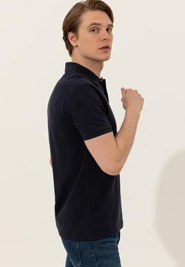 Erkek Koyu Lacivert Polo Yaka Basic T-Shirt - 50249149298
