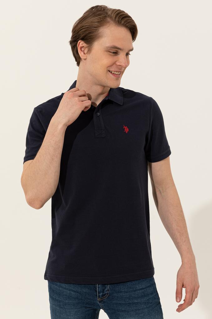 Erkek Koyu Lacivert Polo Yaka Basic T-Shirt