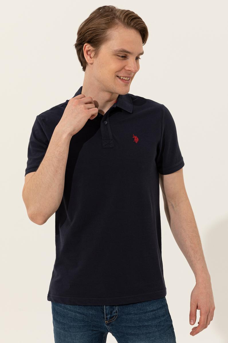 Erkek Koyu Lacivert Polo Yaka Basic T-Shirt