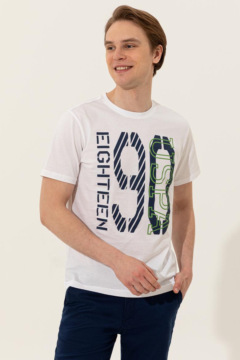 Erkek Beyaz Bisiklet Yaka Tişört - 50246142005