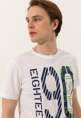 Erkek Beyaz Bisiklet Yaka Tişört - 50246142005